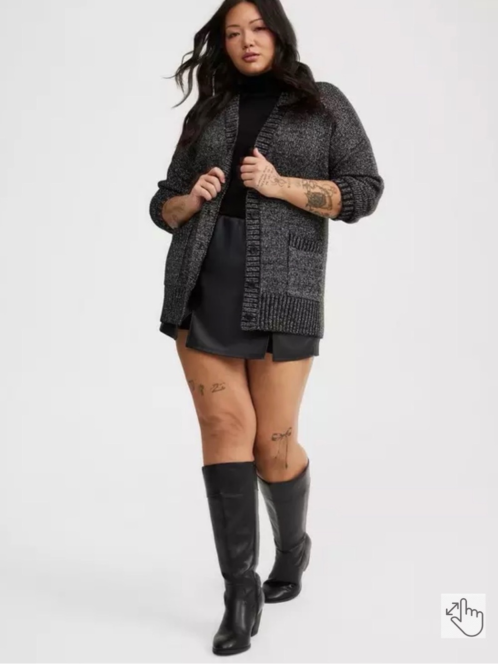 TORRID Plus Size Cozy Open-Front Charcoal Knit Cardigan